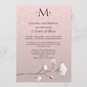 Invitation Coton damassé 2e anniversaire de mariage
