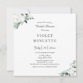 Invitation Coton d'Eucalyptus | Fête des mariées moderne blan (Devant)