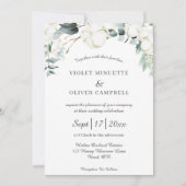 Invitation Coton d'Eucalyptus | Mariage blanc moderne v3 (Devant)