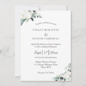 Invitation Coton d'Eucalyptus | Mariage moderne blanc (Devant)