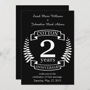 Invitation Coton mariage anniversaire 2 ans mariés