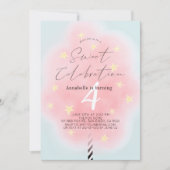 Invitation Coton rose bonbon douce fille Anniversaire Invitat (Devant)