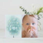 Invitation Coton rose bonbon sucré garçon 1er anniversaire Ph (Debout devant)