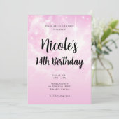 Invitation Coton rose Bonbons Nuages Starry Sky Anniversaire (Debout devant)