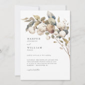 Invitation coton rustique naturel & eucalyptus mariage (Devant)