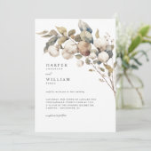 Invitation coton rustique naturel & eucalyptus mariage (Debout devant)