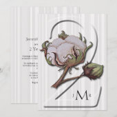 Invitation Coton sur les rayures 2e anniversaire de mariage (Devant / Derrière)