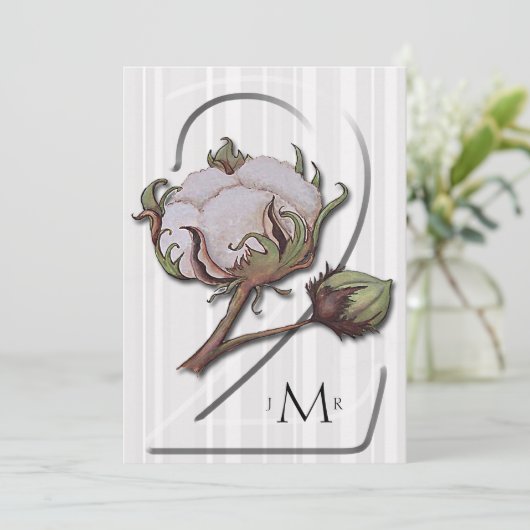 Invitation Coton sur une bande 2e anniversaire de mariage (Debout devant)