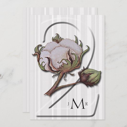 Invitation Coton sur une bande 2e anniversaire de mariage (Devant / Derrière)
