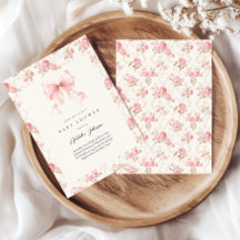 Cottage au Ruban Rose Fille Baby Shower Floral