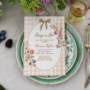 Invitation Cottage Berry in Love Gingham Fête de Mariage