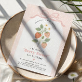 Invitation Cottage Chic Berry Sweet Strawberry fille d'annive