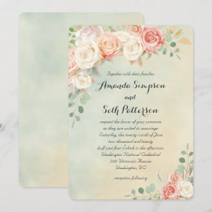Invitation Cottage Chic Rose Vintage Mariage