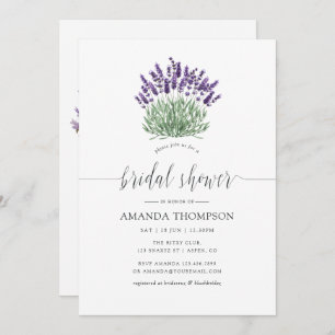 Invitation Cottage Chic Watercolor Lavender Fête des mariées