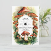 Invitation Cottage enchanté Champignons Anniversaire (Debout devant)