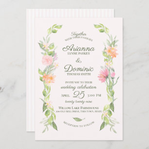 Invitation Cottage Floral Aquarelle Fleur sauvage Mariage