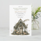 Invitation Cottage forestier enchanté 1er anniversaire (Debout devant)