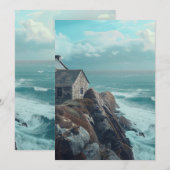 Invitation Cottage médiéval sur une falaise (Devant / Derrière)