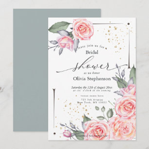 Invitation Cottage rose Floral Roses Fête des mariées Invitat