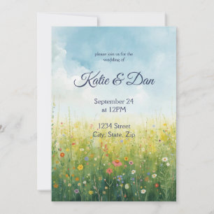 Invitation Cottagecore Aquarelle Pré Mariage Floral