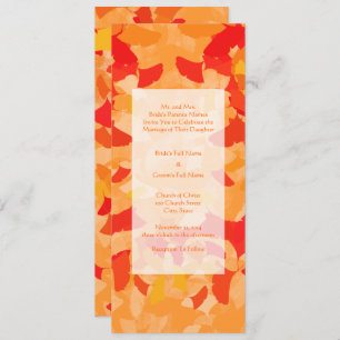 Invitation Cottagecore Coral Orange Red Fall Feuilles Mariage