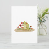 Invitation Cottagecore Grenouille avec Coquelicots (Debout devant)