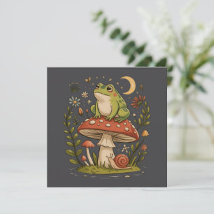 Invitation Cottagecore Grenouille Champignon Toadstool Forêt 