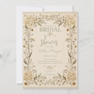 Invitation Cottagecore Mariage Champêtre Beige Neutre Aquarel