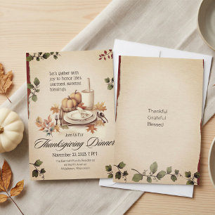 Invitation Cottagecore Rustique Vintage Citrouille Action de