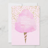 Invitation Cotton Candy Rose & Confettis Dorés Fête d'anniver (Dos)