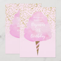 Cotton Candy Rose & Confettis Dorés Fête d'anniver