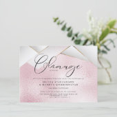 Invitation Cotton Candy Rose Facettes de Perle Mariage Report (Debout devant)