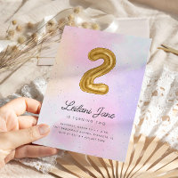 Cotton Candy Watercolor Girls 2nd Birthday Balloon