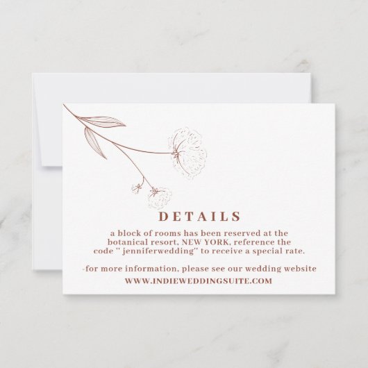 Invitation Cotton Flower Boho Terracotta Indie Mariage Détail (Devant)