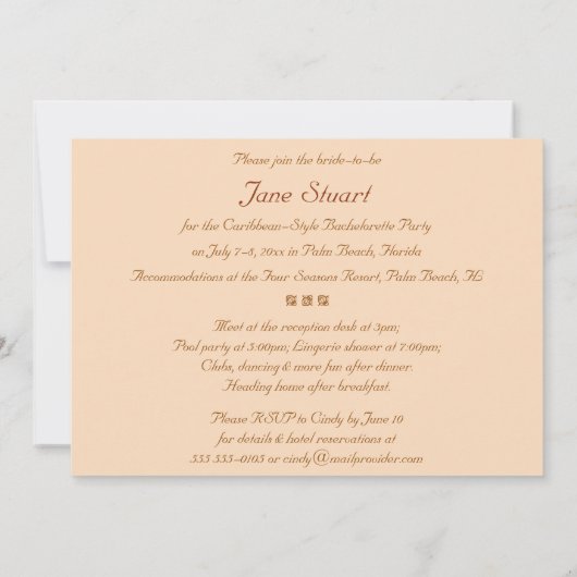 Invitation Couché de soleil de Floride (Dos)