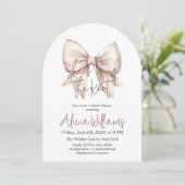 Invitation Couche du noeud Fête des mariées de la boîte rose (Debout devant)