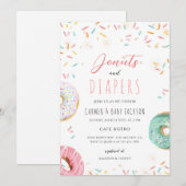 Invitation Couche pour Bébé Gâteau Donut Fête de Naissance (Devant / Derrière)