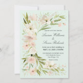 Invitation Couché rose clair Pastel Vert Coin romantique (Devant)