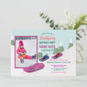 Invitation Coucher Anniversaire Fête Pistes de snowboard Phot (Debout devant)