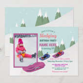 Invitation Coucher Anniversaire Fête Pistes de snowboard Phot (Devant / Derrière)