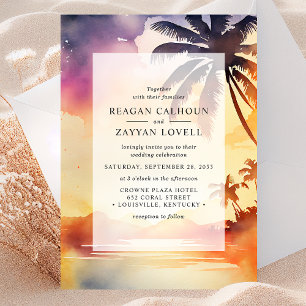 Invitation Coucher de soleil aquarelle aux Palmiers Murmurant
