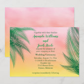 Invitation Coucher de soleil Aquarelle Palm Feuilles Faire-pa (Devant / Derrière)