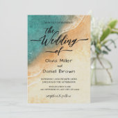 Invitation Coucher de soleil Couleur de rivage Mariage de pla (Debout devant)