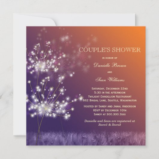 Invitation Coucher de soleil Dandelions Mariage Couples Douch (Devant)