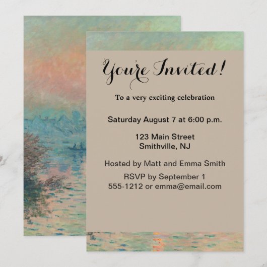 Invitation Coucher de soleil de Monet sur la Seine Impression (Devant / Derrière)