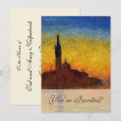 Invitation Coucher de soleil de Monet Venise Impressionnisme  (Devant / Derrière)