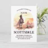 Invitation Coucher de soleil désert aquarelle future mariée e (Debout devant)