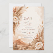 Invitation Coucher de soleil du désert Boho Save the Date (Devant)