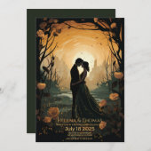 Invitation Coucher de soleil et roses d'or (Devant / Derrière)