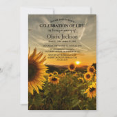 Invitation Coucher de soleil et tournesol | Dans la mémoire a (Devant)